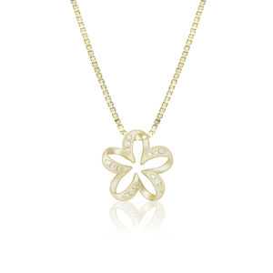 Floating Plumeria Diamond Pendant 13mm