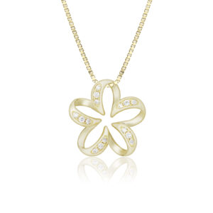 Floating Plumeria Diamond Pendant 18mm