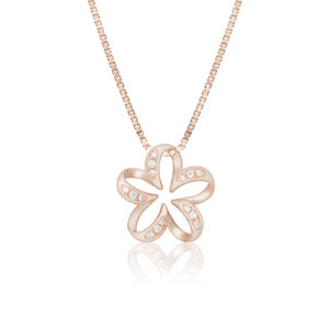 Floating Plumeria Diamond Pendant 15mm
