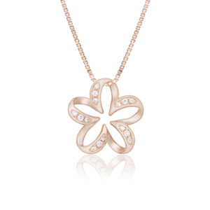 Floating Plumeria Diamond Pendant 18mm
