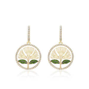 Green Emerald Lehua Earrings