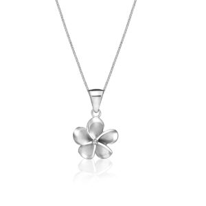 Sterling Silver Diamond Center Plumeria Pendant 12mm