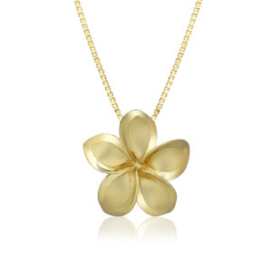 14K YG Plumeria Pendant 21mm
