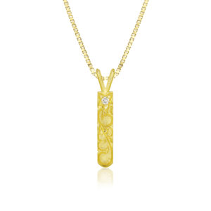 Plumeria Scroll Diamond Vertical Pendant