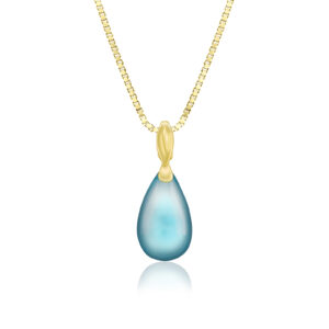 Topaz Waterdrop Pendant with Maile Leaf