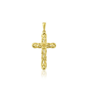Plumeria Scroll Cross Pendant